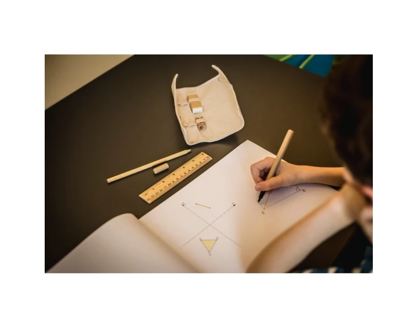 Ekologiczny zestaw piśmienniczy beżowy z logo – bawełna, drewno