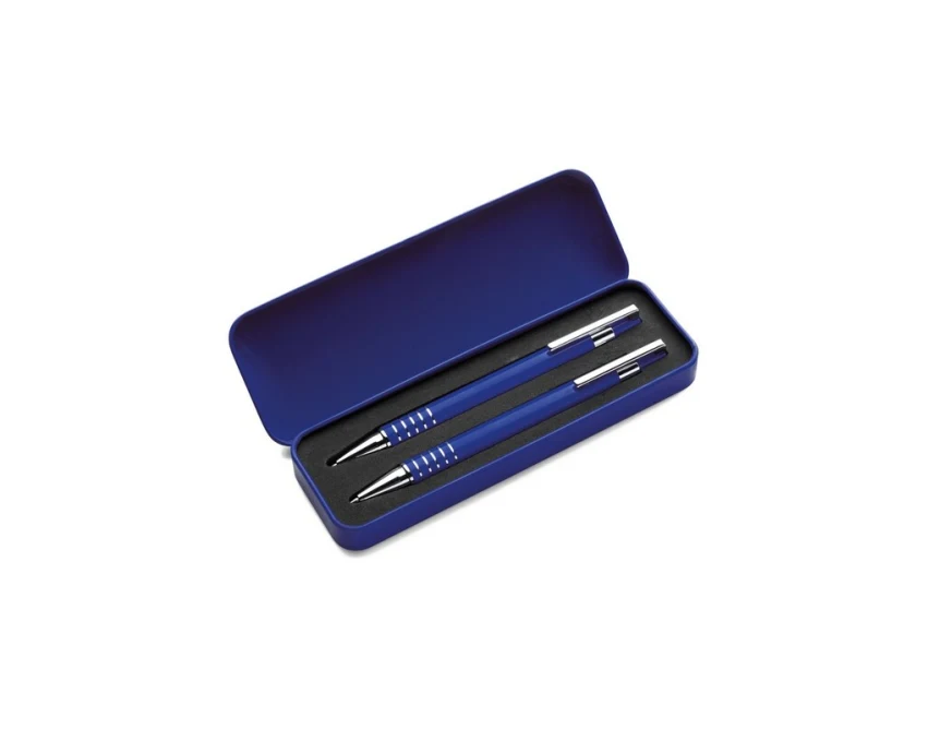 Niebieski zestaw piśmienniczy z grawerem w etui