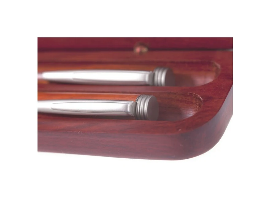 Mahoniowy zestaw piśmienniczy z grawerem: długopis i ołówek