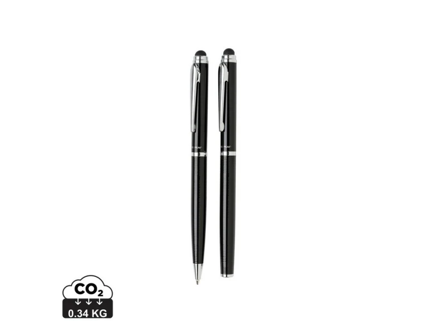 Czarny zestaw Swiss Peak: długopis i pióro kulkowe z grawerem