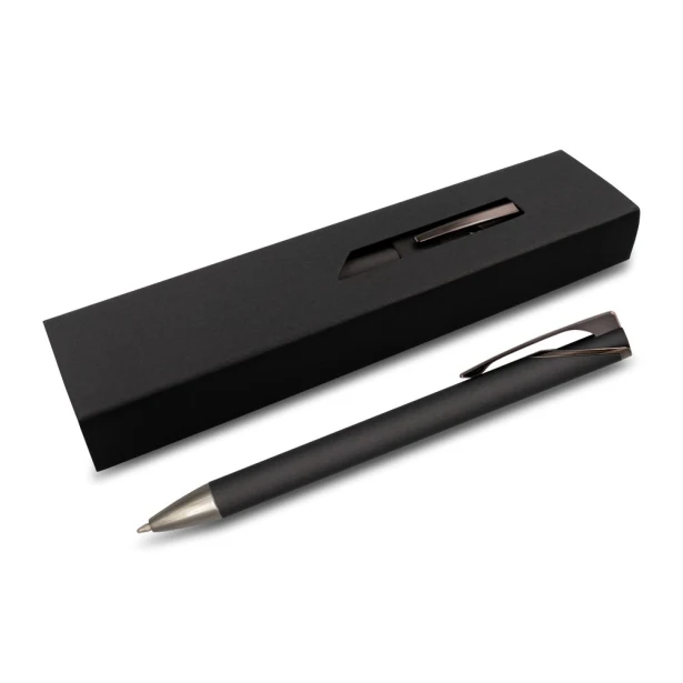 Szary długopis reklamowy Joziah z lustrzanym grawerem w etui