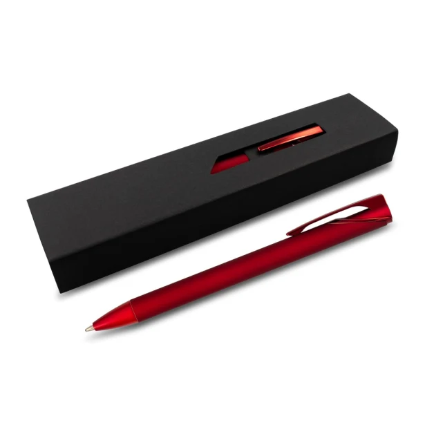 Długopis Joziah czerwony z lustrzanym grawerem i etui