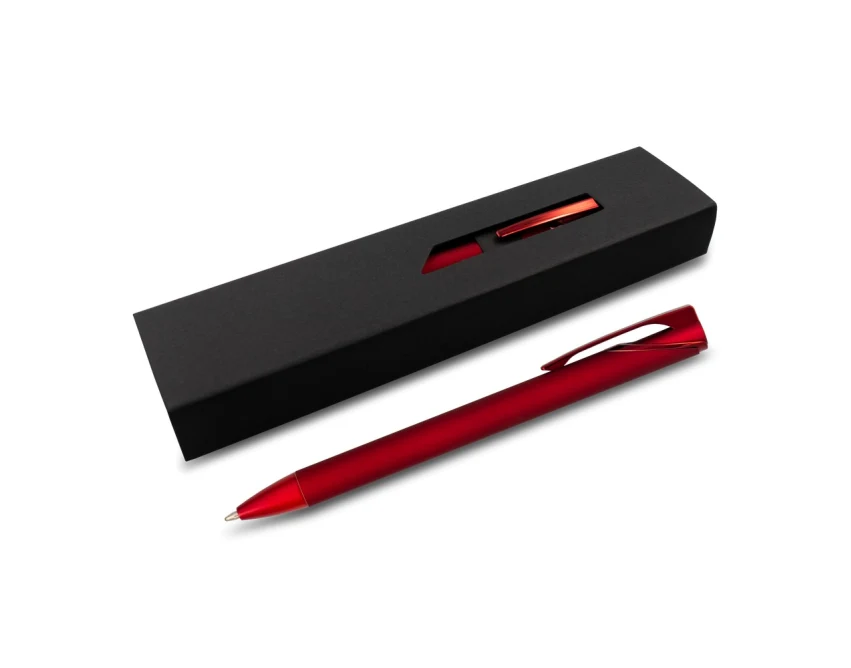 Długopis Joziah czerwony z lustrzanym grawerem i etui