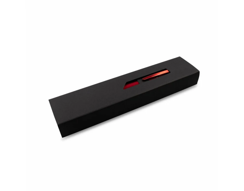 Długopis Joziah czerwony z lustrzanym grawerem i etui