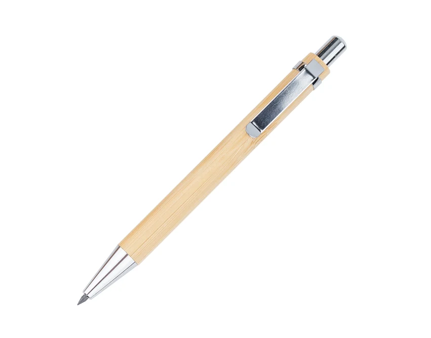 Bambusowy wieczny ołówek Lakimus beżowy z logo w etui