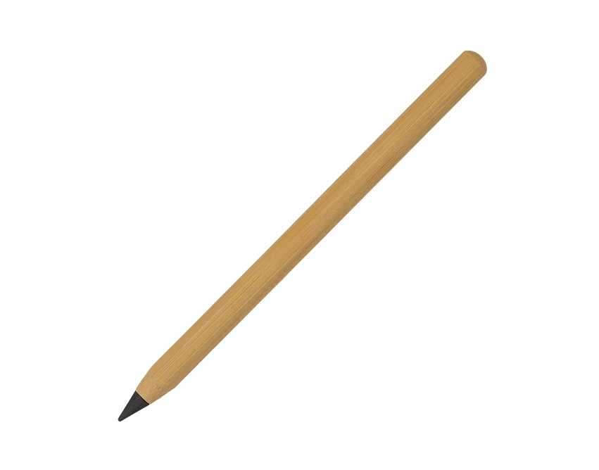 Bambusowy ołówek wieczny beżowy w etui z logo