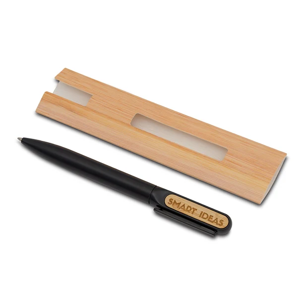 Czarny długopis bambusowy Jerome z grawerem w etui