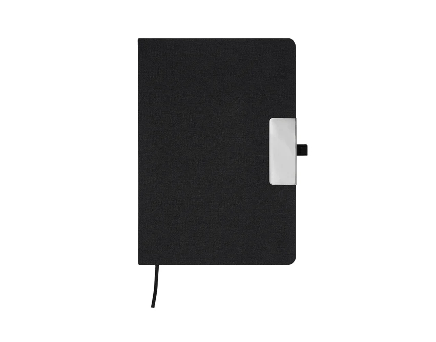 Czarny notes A5 RPET z długopisem w pudełku Plata