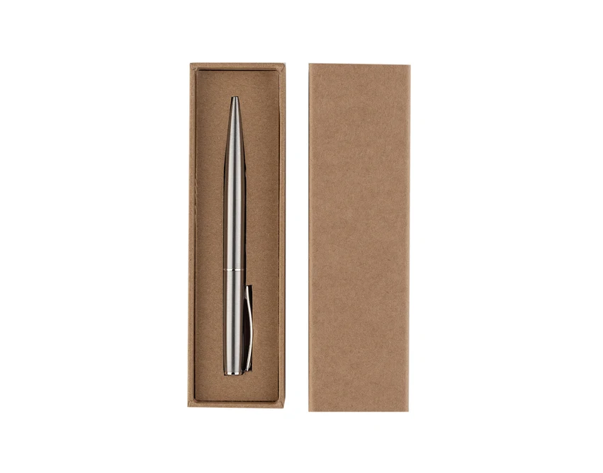 Srebrny długopis stalowy z grawerem w pudełku Silvery