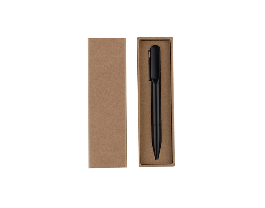 Czarny długopis metalowy Vegas LED z logo w etui kartonowym