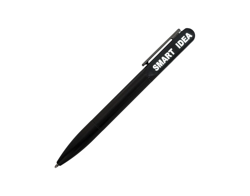 Czarny długopis metalowy Vegas LED z logo w etui kartonowym
