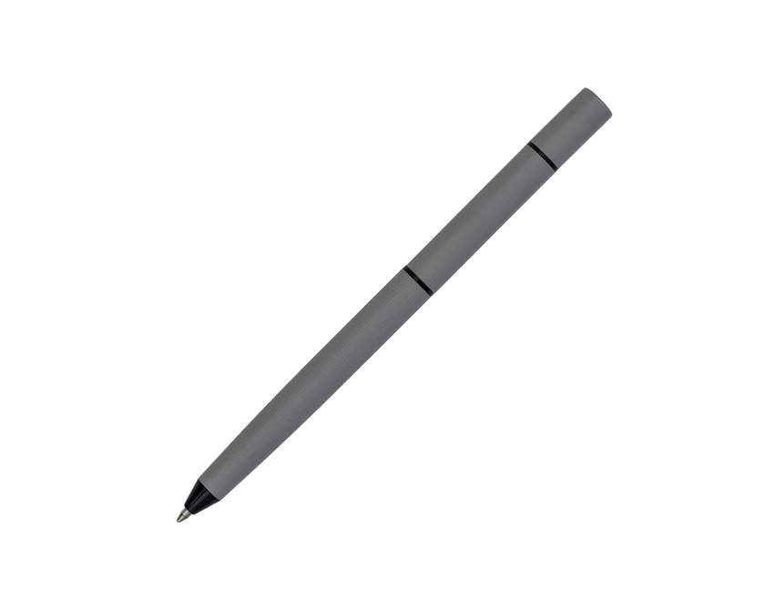 Szary aluminiowy długopis 2w1 z wiecznym ołówkiem, grawer