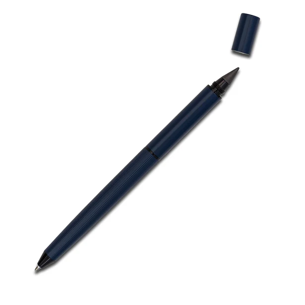 Granatowy duet 2w1: długopis i wieczny ołówek z logo