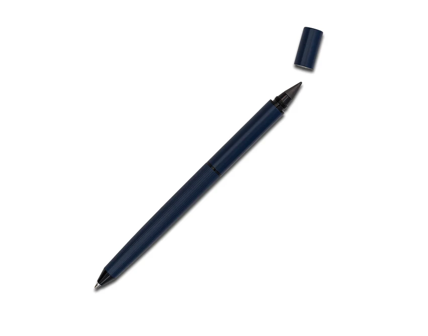 Granatowy duet 2w1: długopis i wieczny ołówek z logo