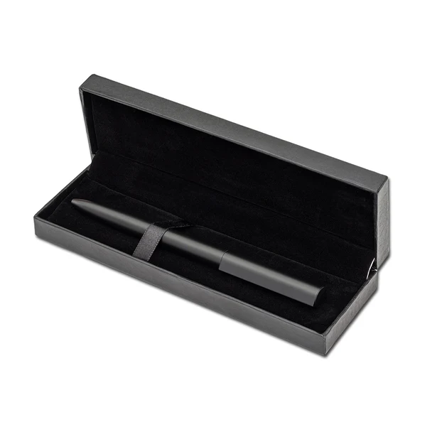 Czarny długopis Avija stalowy w etui z grawerem logo