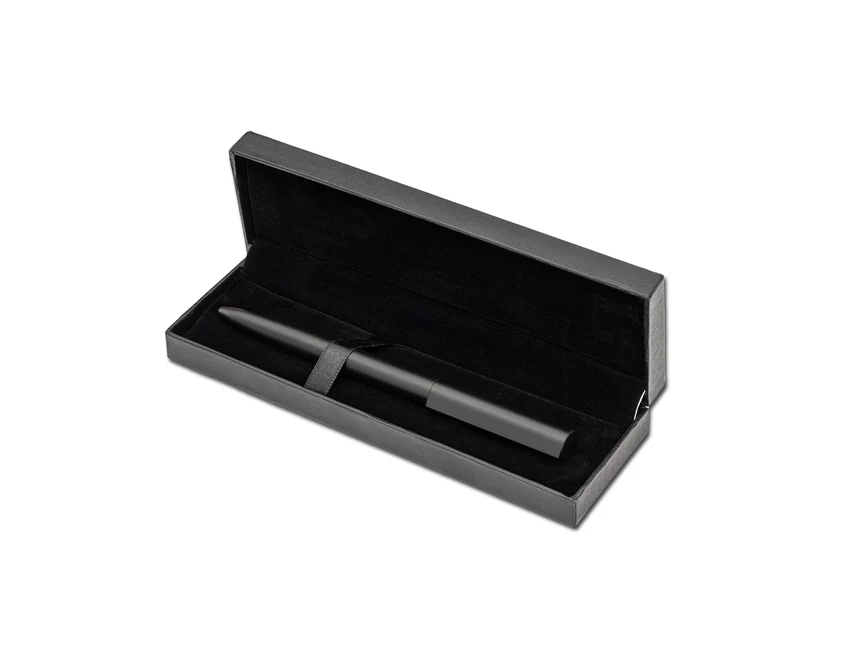 Czarny długopis Avija stalowy w etui z grawerem logo