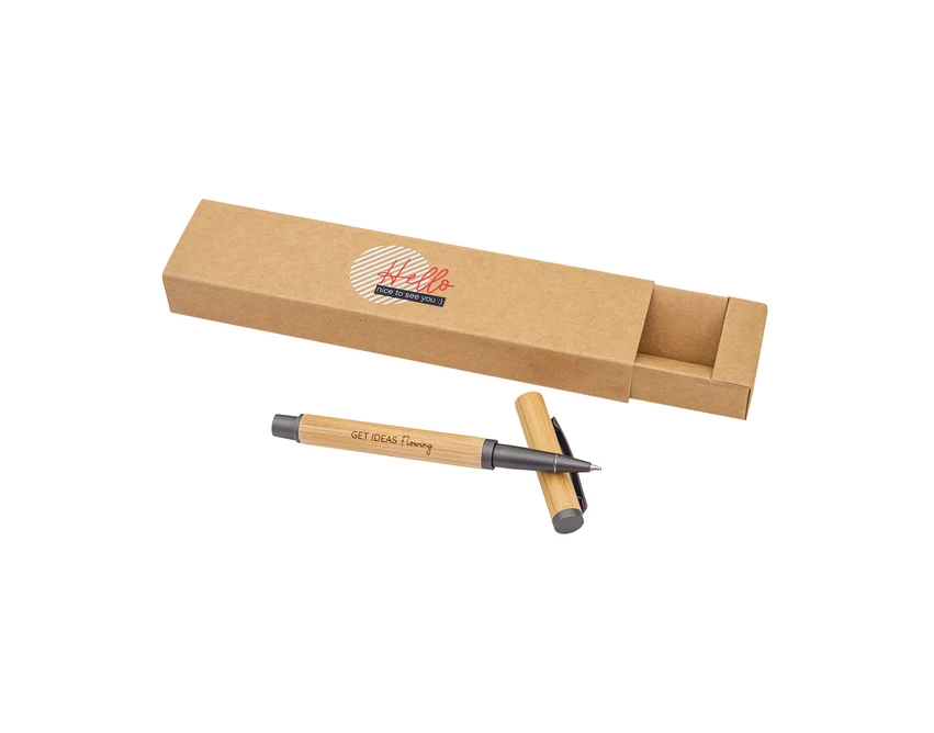 Bambusowy długopis Machino w pudełku z grawerem logo