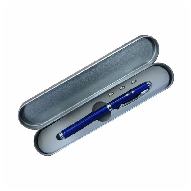 Niebieski długopis 4w1 Supreme z laserem, LED i rysikiem