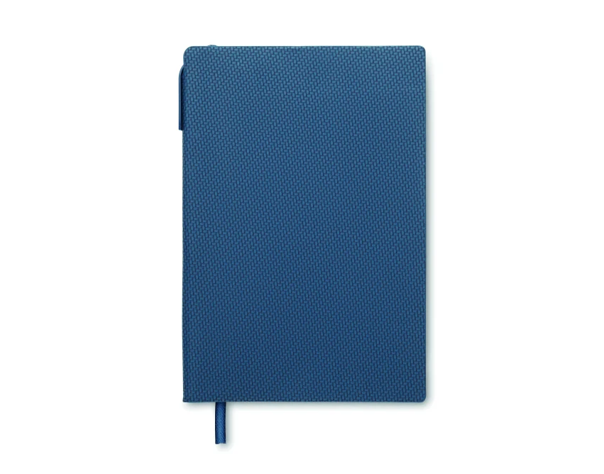 Granatowy notatnik A5 PU z długopisem i logo firmowe