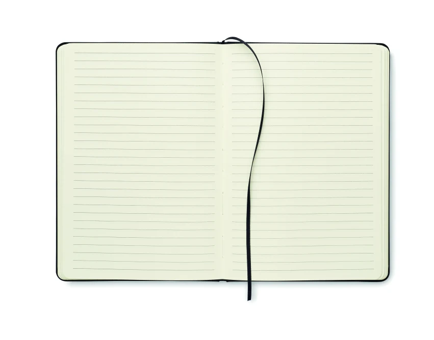 Czarny notes A5 RPET z bambusowym długopisem i logo