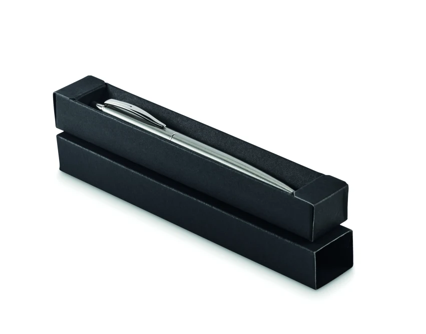 Długopis Graz srebrny mat z logo w czarnym etui premium