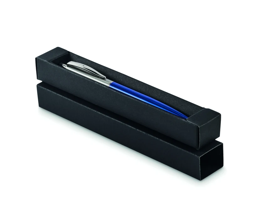 Niebieski długopis metalowy Graz colour w czarnym etui z logo