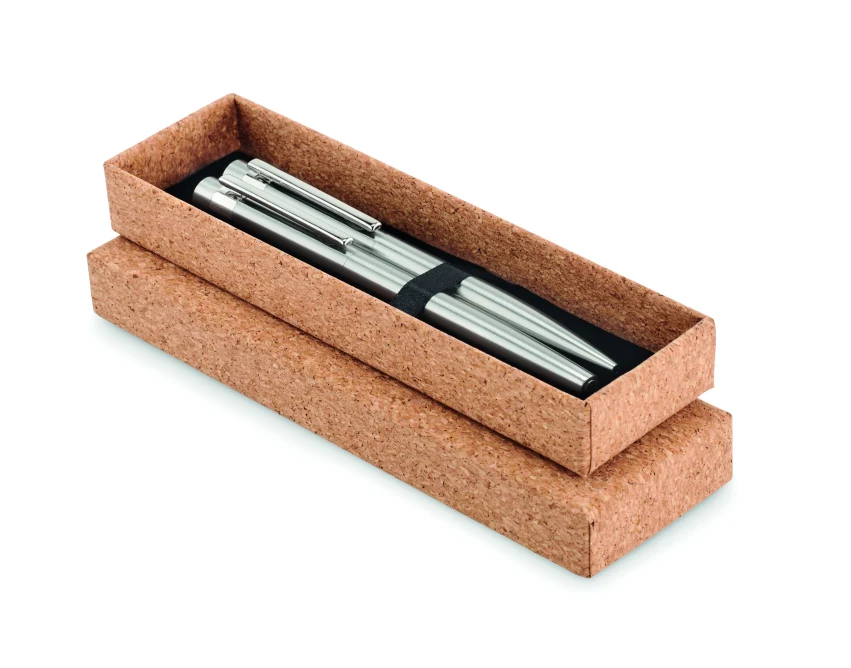 Ekologiczny zestaw piśmienniczy stalowy, srebrny mat