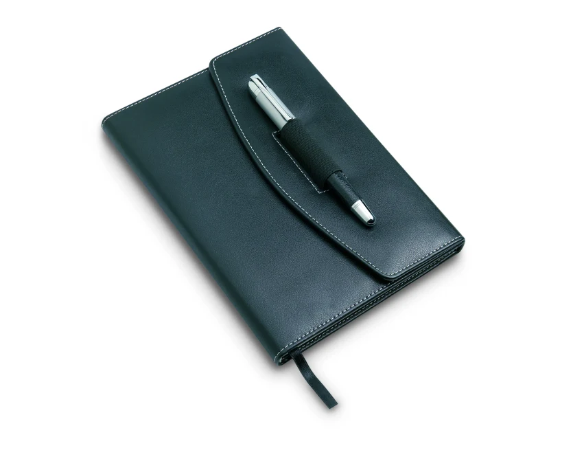 Notes A5 czarny z długopisem stalowym Nova z logo