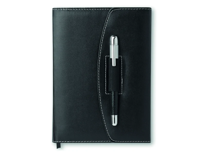 Notes A5 czarny z długopisem stalowym Nova z logo