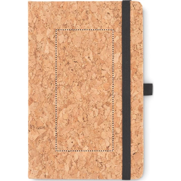 Schemat znakowania dla Sitodruk - S2 na gadżecie: Czarny notes korkowy A5 z długopisem Suber Set z logo