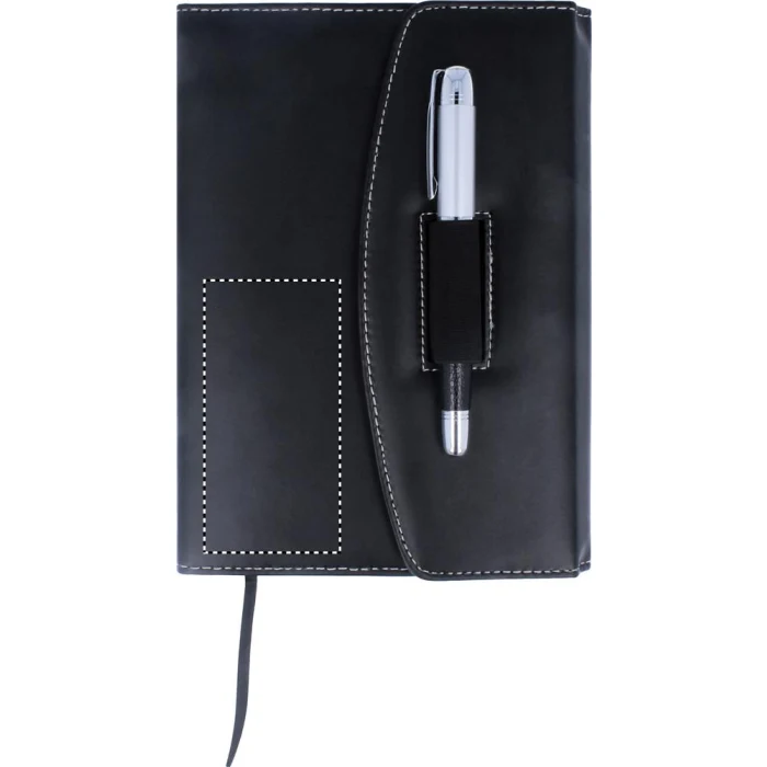 Schemat znakowania dla Grawerowanie laserowe - L3 na gadżecie: Notes A5 czarny z długopisem stalowym Nova z logo