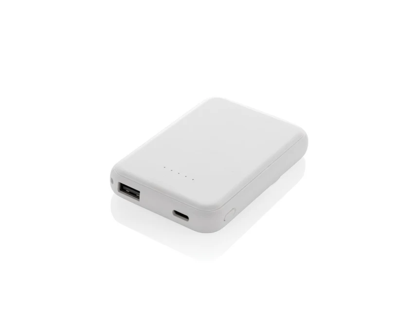 Biały magnetyczny powerbank 5000mAh 5W RCS z logo firmy