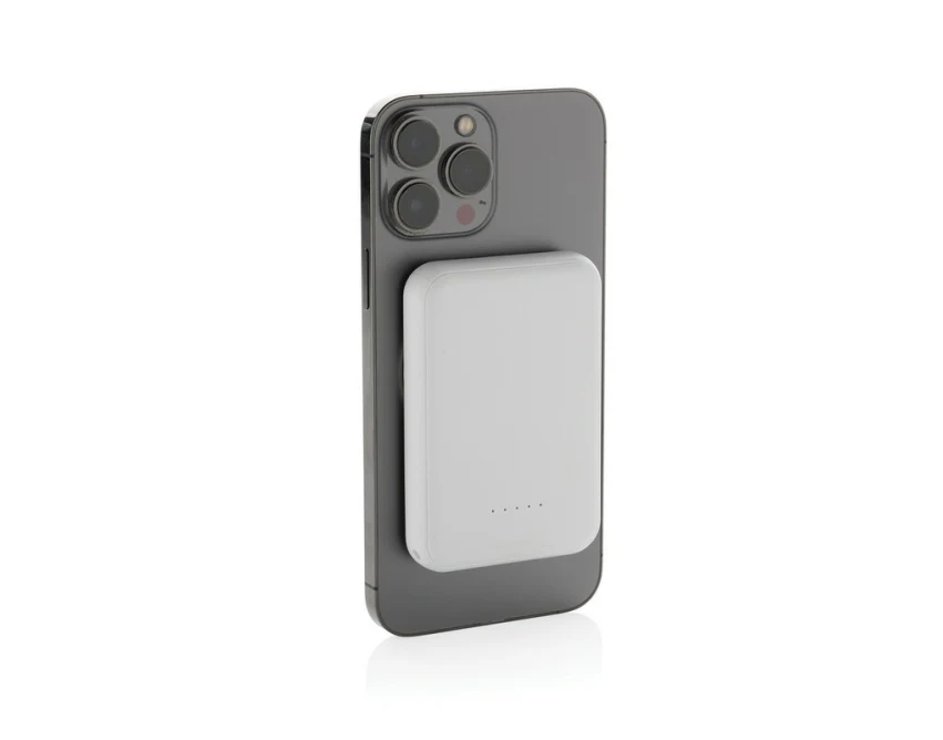 Biały magnetyczny powerbank 5000mAh 5W RCS z logo firmy