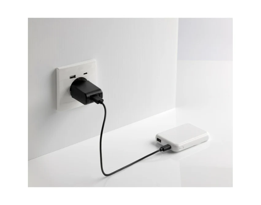 Biały magnetyczny powerbank 5000mAh 5W RCS z logo firmy