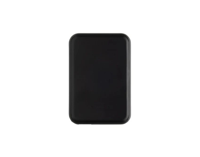 Czarny magnetyczny powerbank 5000mAh Stellar z logo firmy