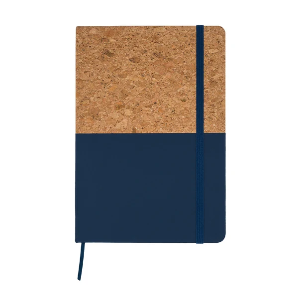 Granatowy notes Girona z korka i PU z logo firmowym