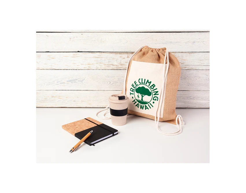 Czarny notes korkowy Girona z logo, 80 kartek, elastyczna taśma