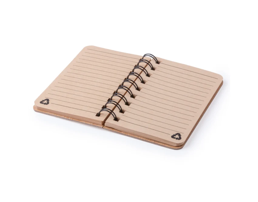 Bambusowy notatnik A6 brązowy z czarną spiralą i logo