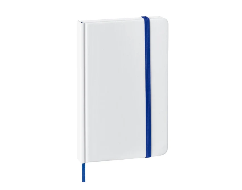 Notes A6 biało-niebieski z gumką i nadrukiem full colour