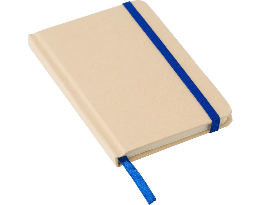 Notatnik A6 kraft niebieski z logo, 160 stron, opaska