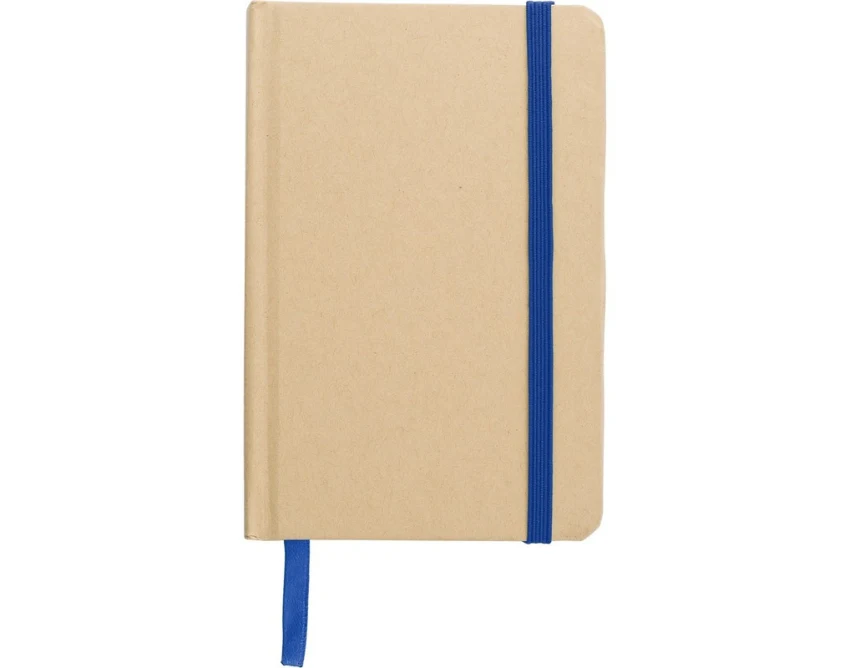 Notatnik A6 kraft niebieski z logo, 160 stron, opaska