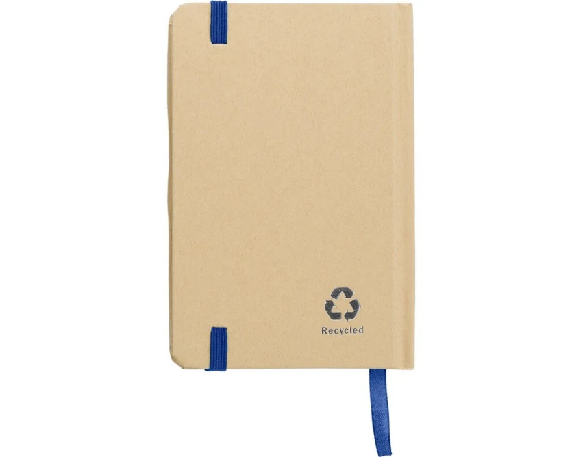 Notatnik A6 kraft niebieski z logo, 160 stron, opaska