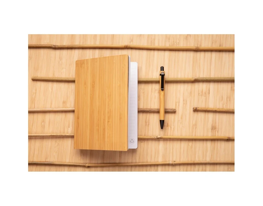 Bambusowy notatnik A5 z długopisem i logo w pudełku kraft