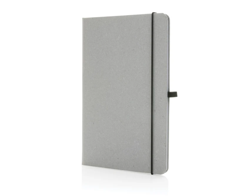 Szary notatnik skórzany A5 z grawerem i uchwytem na długopis