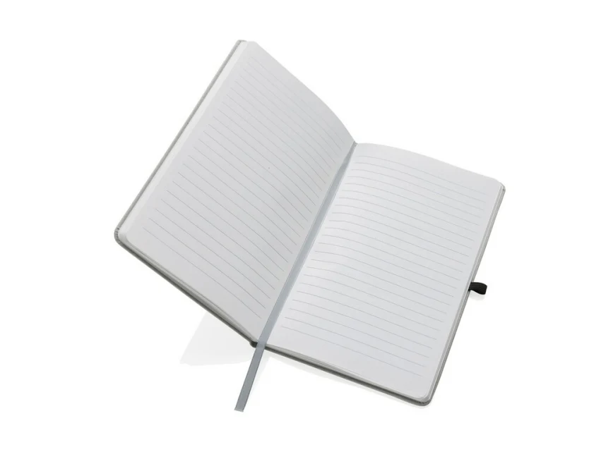 Szary notatnik skórzany A5 z grawerem i uchwytem na długopis