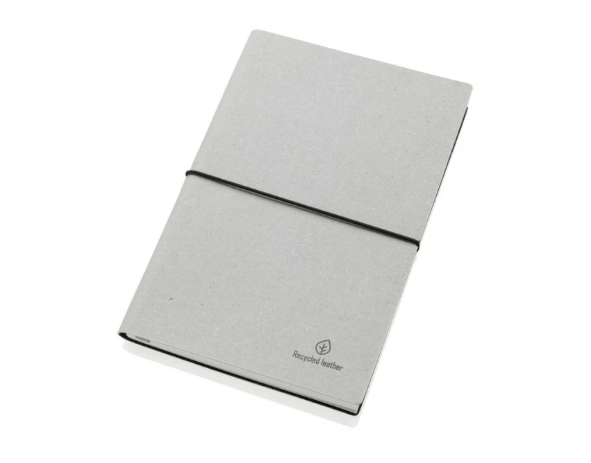 Szary notatnik A5 ze skóry z recyklingu z grawerem