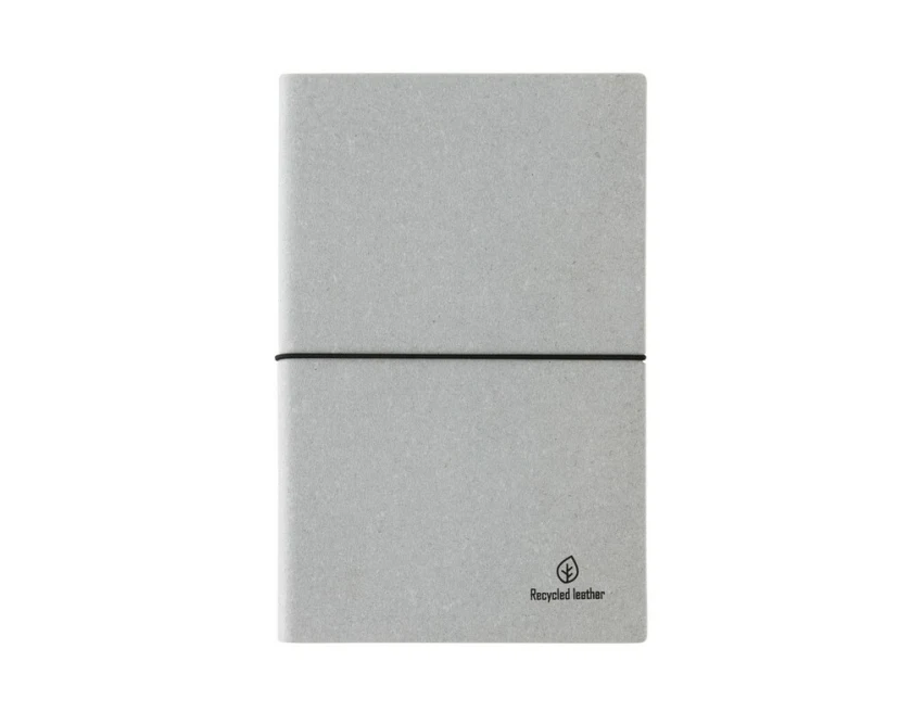 Szary notatnik A5 ze skóry z recyklingu z grawerem