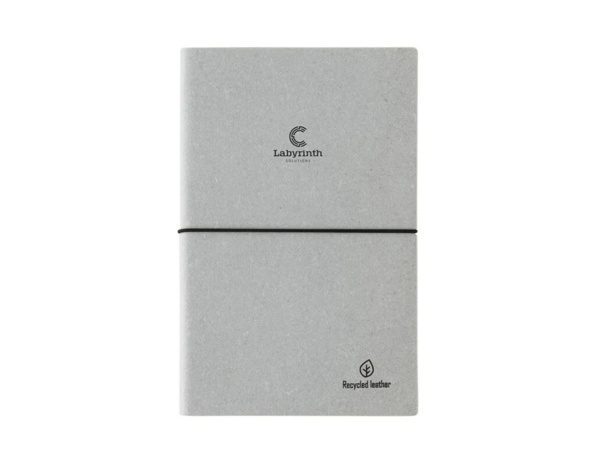 Szary notatnik A5 ze skóry z recyklingu z grawerem