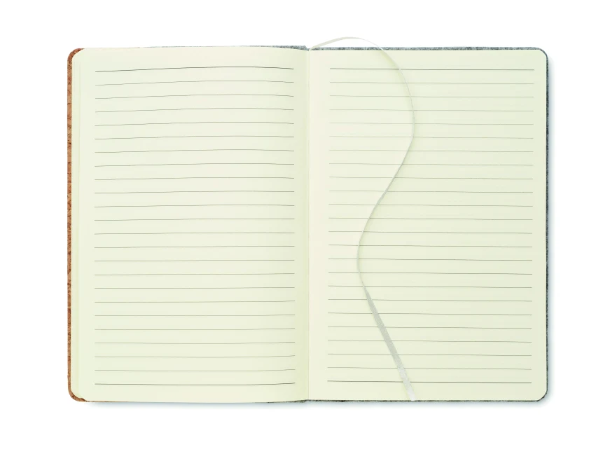 Szary notes korkowy A5 z filcu RPET z logo firmy