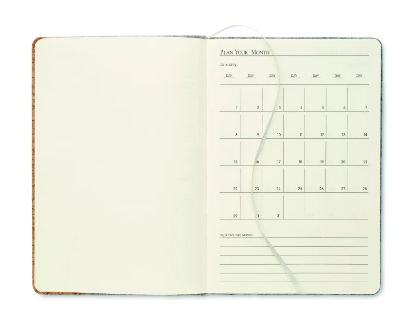 Szary notes korkowy A5 z filcu RPET z logo firmy